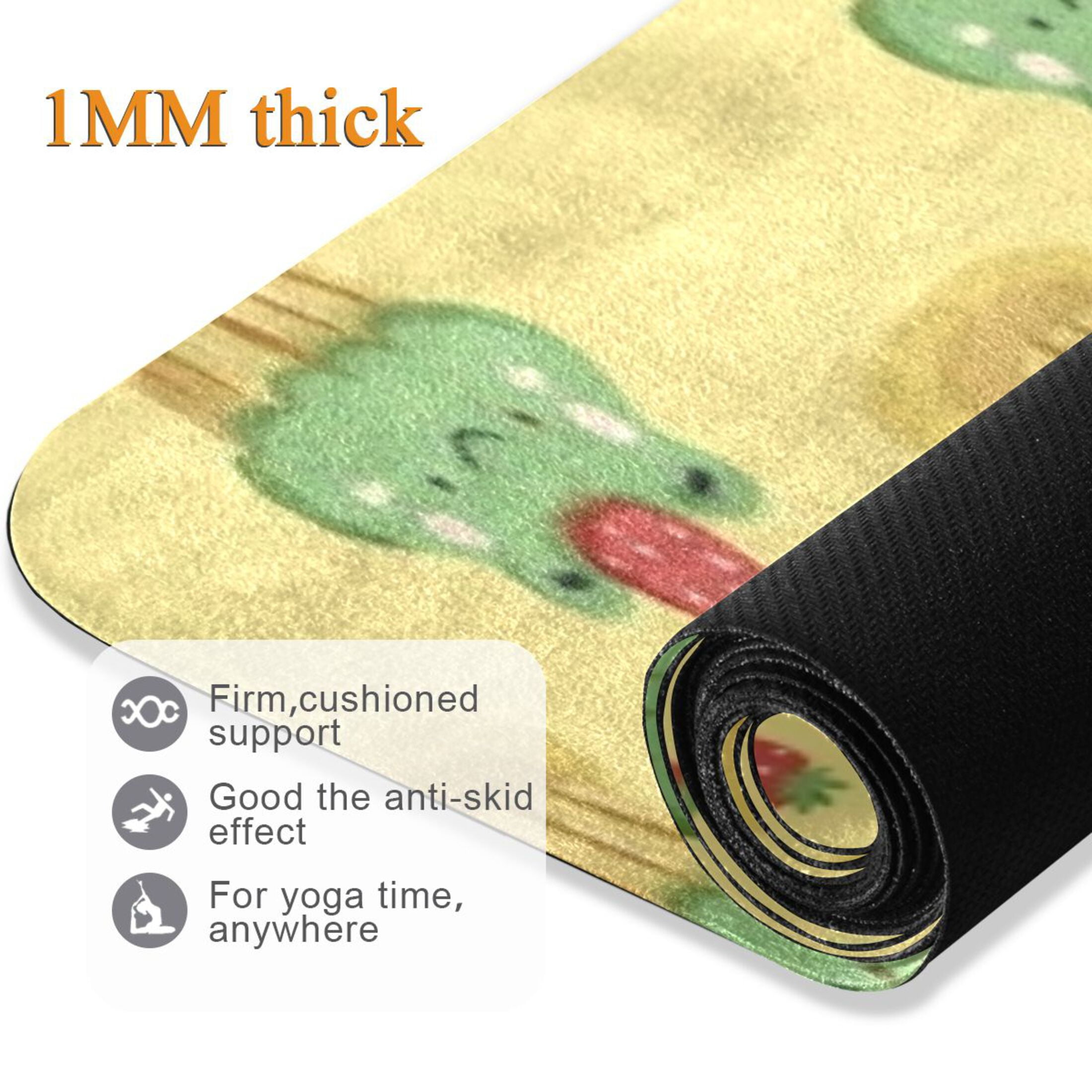 BZSMCE Yoga Mat Women Fitness Mat Sunny Frog Cupcake Pattern