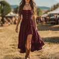 thumbnail image 3 of Iyufng Womens Solid Color Ruffled Spaghetti Straps Dresses Sleeveless Fitted Pleated Casual Dress, 3 of 6