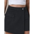 thumbnail image 5 of INSPIRE CHIC Women's Denim Shorts Cargo Faux Wrap High Waisted Jean Mini Shorts L Black, 5 of 6