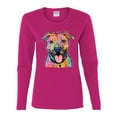 thumbnail image 3 of Dean Russo Best Dog Dog Lover Womens Graphic Long Sleeve T-Shirt, Fuschia, Large, 3 of 6