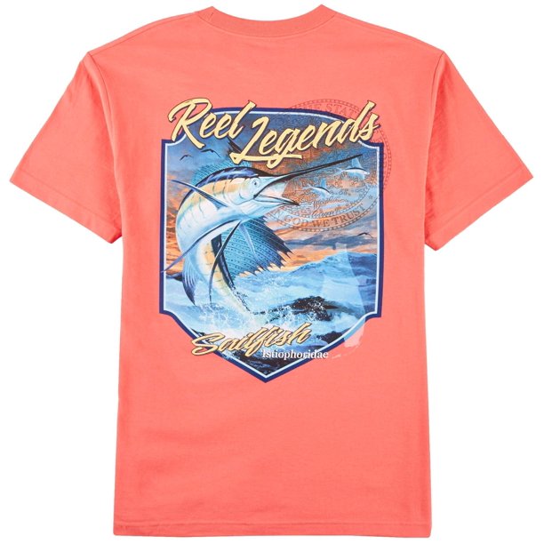 Reel Legends - Reel Legends Mens Full Sail T-Shirt Small Coral silk ...