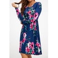 thumbnail image 5 of DEVOPS Women's Casual Long Sleeve Empire Waist Loose Dress with Pockets (Medium, Floral Navy Blue), 5 of 6