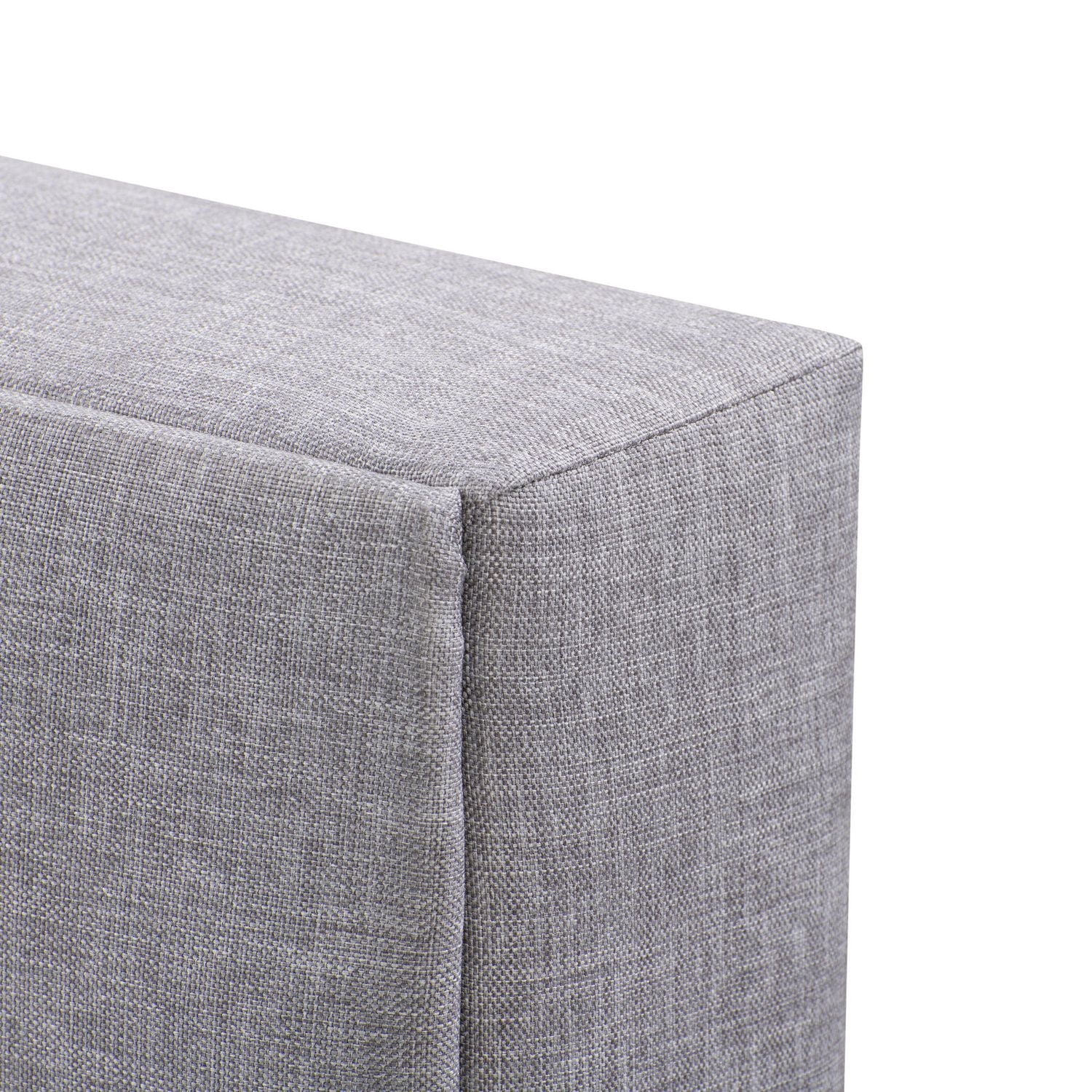 CorLiving Bellevue Adult Queen Fabric Upholstered Platform Bed with Tufted Headboard and Slats, Light Grey