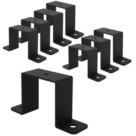 VANROUG 8Pcs Square Tube Strap Clamp Black Deck Fence Post Tie Bracket U-Shaped Pipe Clamp Bracket for 2x2 Square Pipe Powder Coated Black