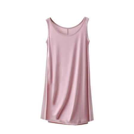 Tumotour Nightgowns For Women Wide Strap Dress Sleeveless Nightgown Sleepwear Chemise Lingerie Dress Pajamas Loungewear Round Neck Sleepwear Nightshirt