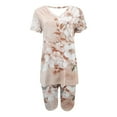 thumbnail image 4 of GERsome Womens 2 Piece Loungewear Sets Floral Print V Neck Pullover Tops and Biker Shorts Workout Sport Tracksuit S-3XL, 4 of 4
