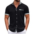 thumbnail image 2 of Men's Plaid Printed Button Short Sleeve Shirts Men's Casual Fashion Short Sleeve Shirts L, 2 of 4