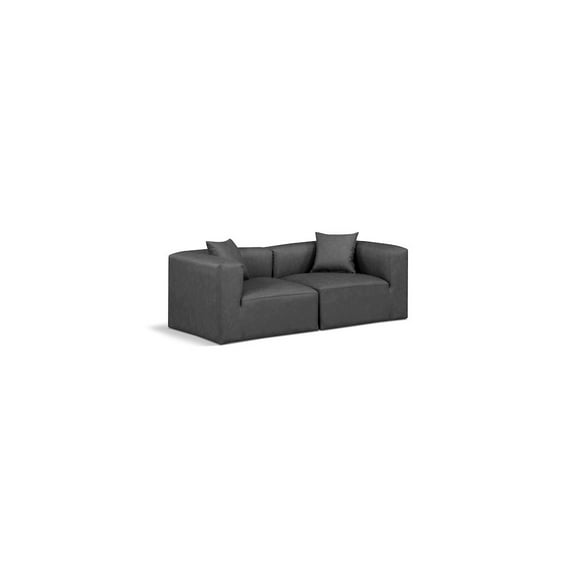 Meridian Furniture Cube Charcoal Grey Vegan Leather 2-Pc. Modular Sofa