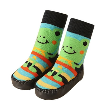 

Baby Girl Socks Cartoon Moccasins Non Slip Indoor Slippers Anti-Slip Socks Green 15