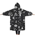 thumbnail image 2 of Oversized Wearable Blanket Hoodie,Vintage Halloween Elements Pattern Sherpa Blanket Hoodie with Super Pockets,Super Warm Fuzzy Pullover for Women & Men, 2 of 6