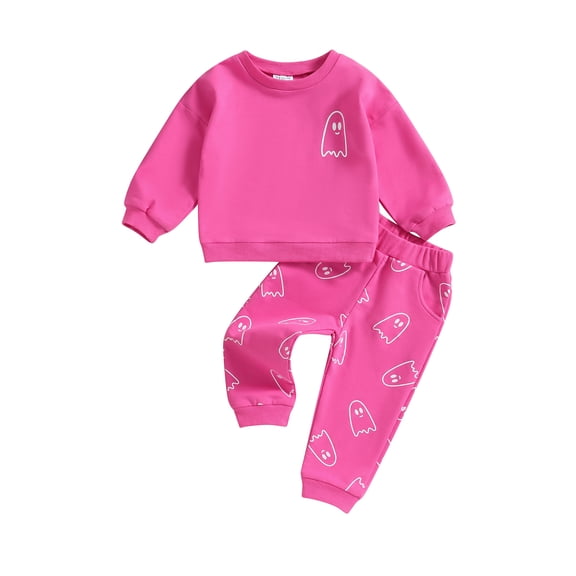 Loicainy Baby Toddler Girls Boys Halloween Clothes Set 6 12 18 24 Months 2T 3T 4T Ghost Print Crew Neck Long Sleeve Sweatshirts and Long Pants 2Pcs Fall Outfits