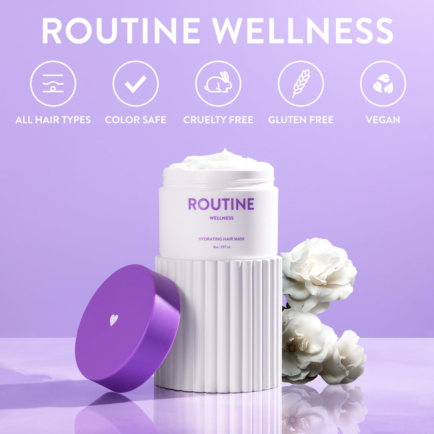Routine Wellness Deep Conditioning Hair Mask for Dry Damaged Hair - Hydrating, Moisturizing Repair Treatment - Promotes Volume - 8 oz Unscented