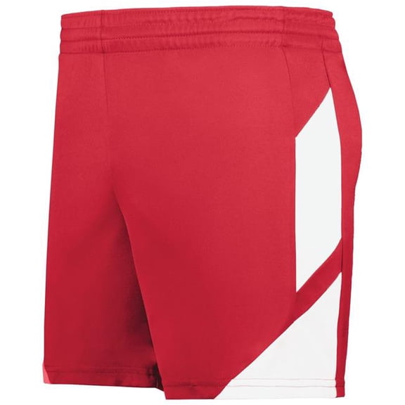 Augusta Sportswear 1738.400.M Ladies Step-Back Modern Fit Basketball Shorts, Red & White - Medium