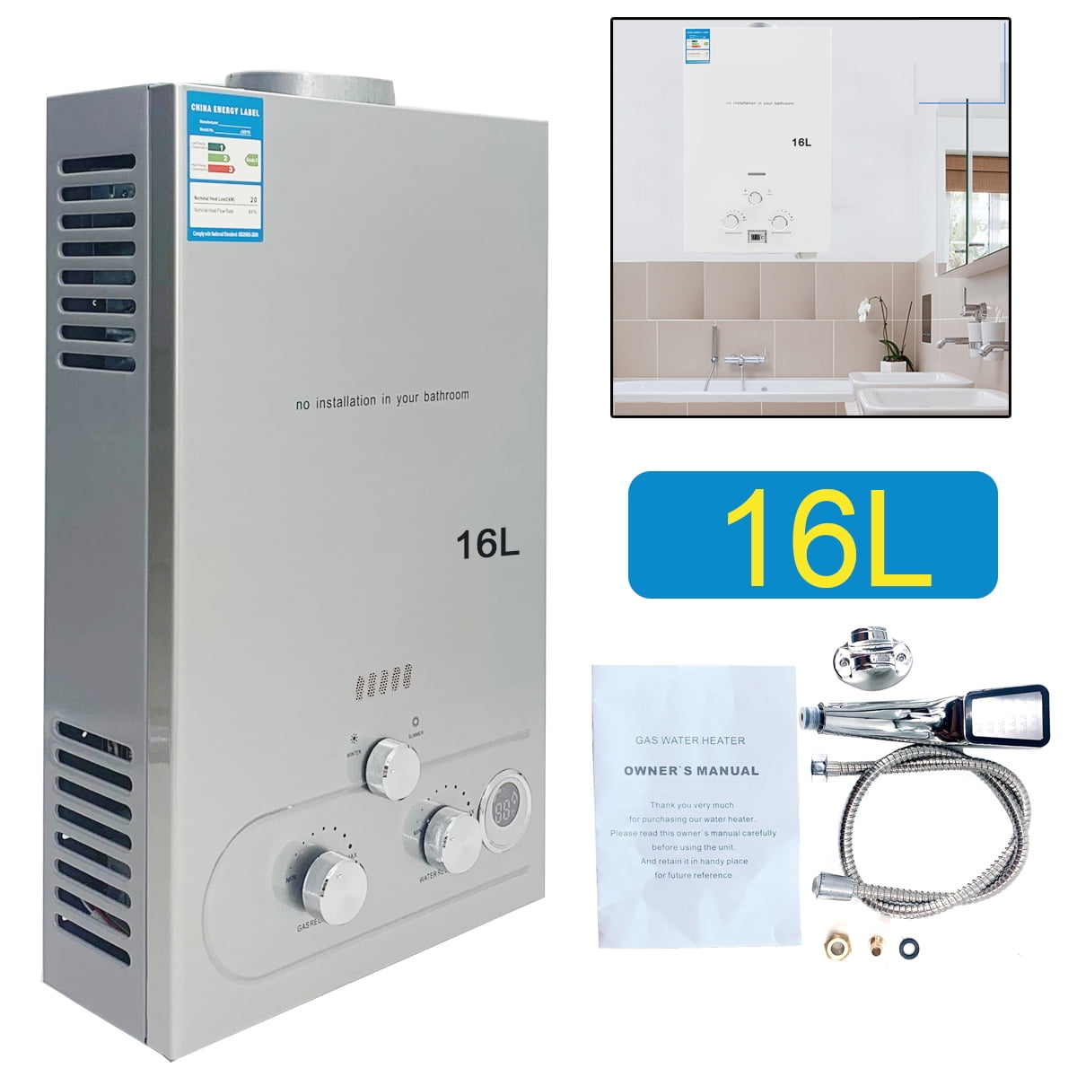 ECUTEE 16L Tankless LPG Water Heater Propane Gas Heater Instant Hot with  Shower Kit - Walmart.com