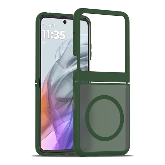 Decase Magnetic Shockproof Case for Motorola Razr 2025/2024, Matte Skin-Feel Hard Back Cover,Slim Rugged PC TPU Hybrid Protective Case for Razr 60/50,Darkgreen