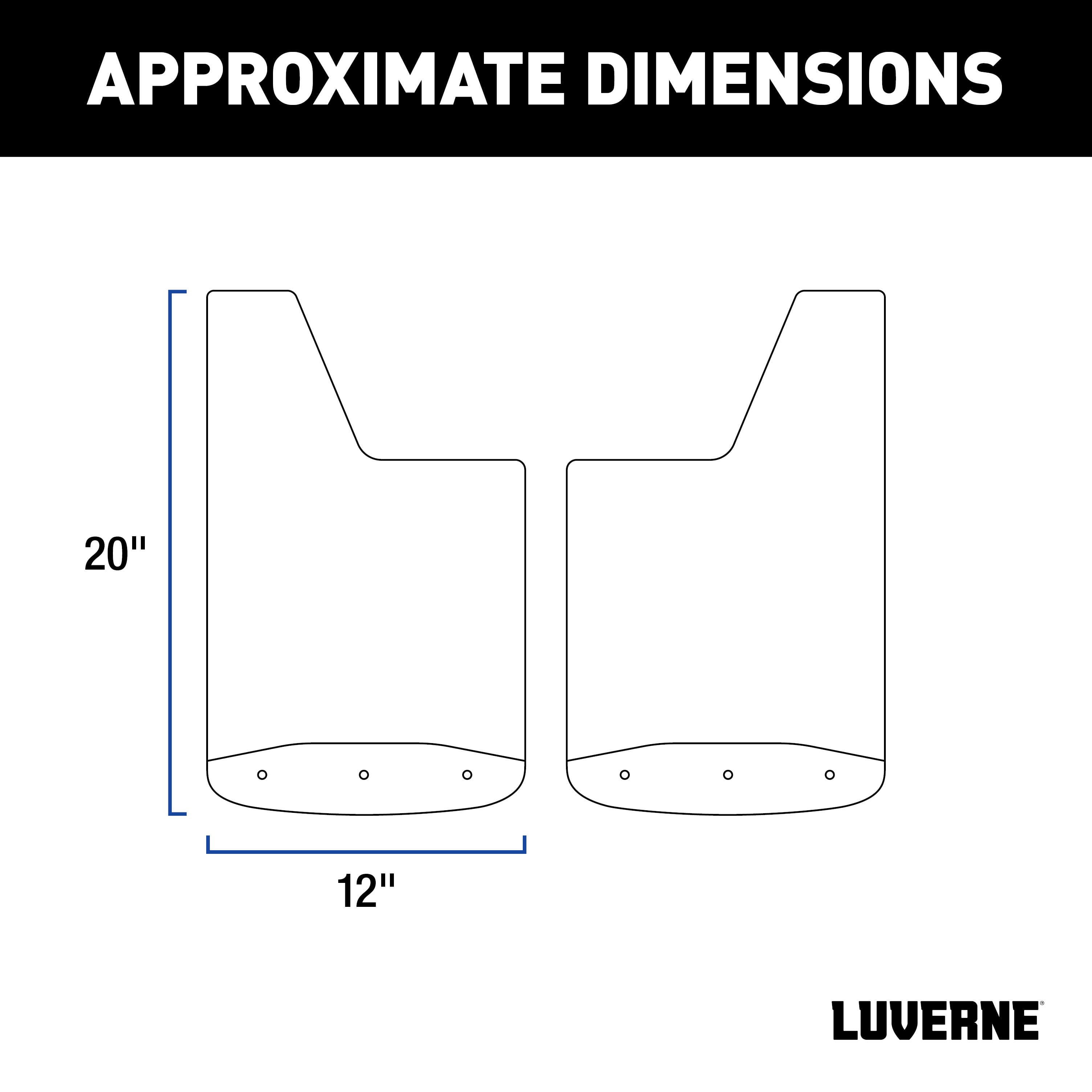 LUVERNE Front 12" x 20" Rubber Mud Guards, Select Dodge, Ram 1500, 2500, 3500 (2 Flaps) 250930