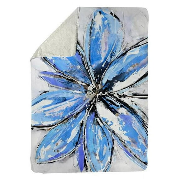 Begin Home Decor 5545-6080-FL28 60 x 80 in. Blue Flower-Sherpa Fleece Blanket