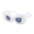 thumbnail image 2 of Gafas de sol peludas de ojo de gato, lindas gafas de sol vintage suaves para niñas, para conciertos y conducción. Blanco, 2 of 9