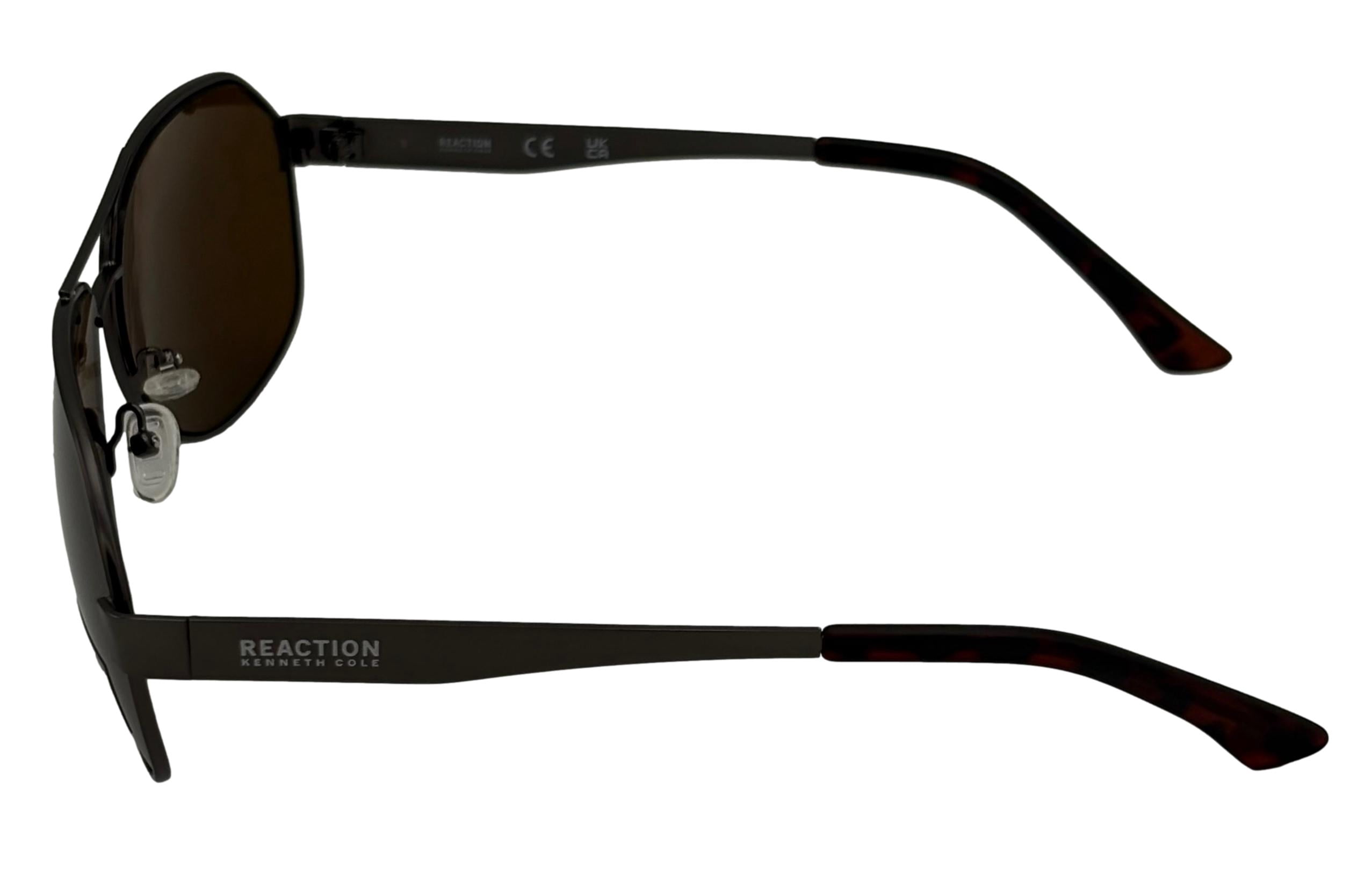 Kenneth Cole Reaction Mens Matte Gunmetal / Metal Aviator Sunglass, KC1432. 9E