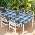 thumbnail image 2 of Blue Plaid Table Cloths for 3 Foot Rectangle Tables, Modern Simple Watercolor Buffalo Lattice Patio Waterproof Elastic Fitted Tablecloths, Washable Rectangular Table Cover for Camping, 2 of 8