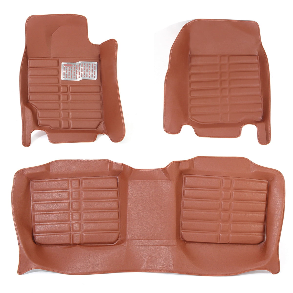 Black Brown Car Floor Leather Front Rear Liner Waterproof Mat For