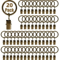 1.5 Inch Metal Curtain Rings with Clips in Bronze, Curtain Hangers Clips, Drapery Clips with Rings, Set of 20