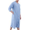 thumbnail image 3 of Men's Viscose Rayon Cardigan-Style Pajama Robe with V-Neck and Pockets, 3 of 3