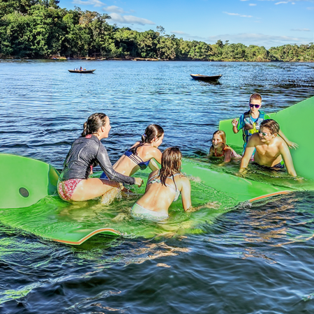 Madog 12'X6' Water Floating Mat Foam Pad, Bouncy Tear-Resistant Xpe Foam, Roll-Up Floating River Raft For Pool Ocean Outdoor Water Activities, Green