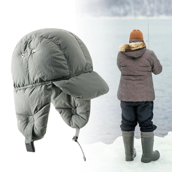 fenteer Hat with Earflaps Ear Protection Baseball Cap Fashionable Warm Hat with Peak Gray