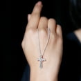 thumbnail image 6 of Rosec Jewels Lab Created Diamond Cross Necklace with Flower (Ef-Vs Quality), Chain included - Ready to Gift for Christmas, 925 Sterling Silver, 6 of 8