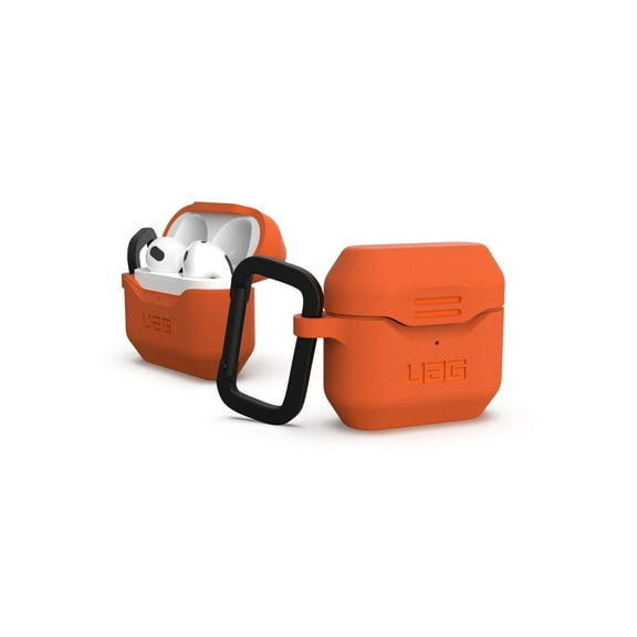 UAG Designed for AirPod Case Orange (3rd Generation, 2021) Durable Protective Soft-Touch Silicone with Detachable Carabiner, Standard Issue Series