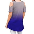 thumbnail image 3 of Hymorin Gradient Print Women Cold Shoulder Round Neck Short Sleeve T-Shirts, 3 of 3