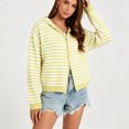 thumbnail image 5 of Gamivast Striped Hoodies for Women Zip up Knit Cardigan Sweaters Long Sleeve Casual Drop Shoulder Fall Outerwear Lightweight Comfy Jackets Yellow XL, 5 of 7