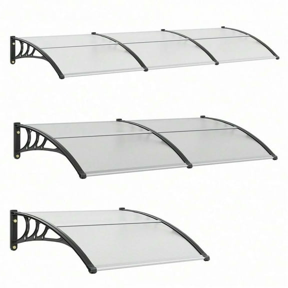 Window Door Awning Canopy , UPF 50 Polycarbonate Hollow Sheet Awning – Outdoor Exterior Overhang for Front Door/Window, Sun/UV/Rain/Snow Protection