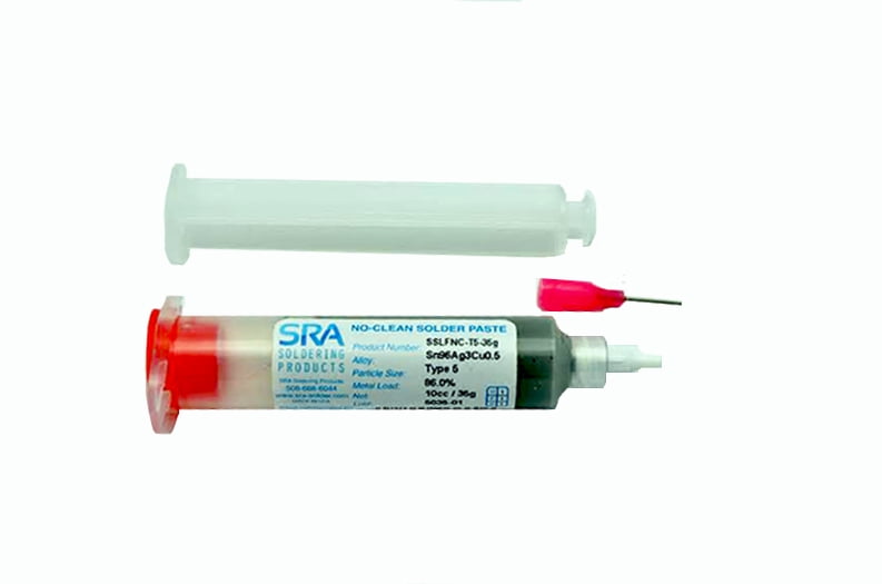 Lead-Free No-Clean Solder Paste - 10cc Syringe, 35g, T5 Mesh, SAC305 Alloy