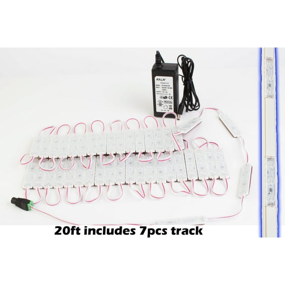 LEDUPDATES 20FT SUPER BRIGHT STOREFRONT LED LIGHT PURE WHITE T-5630 MODULE WITH TRACK & UL 12V AC POWER PACKAGE