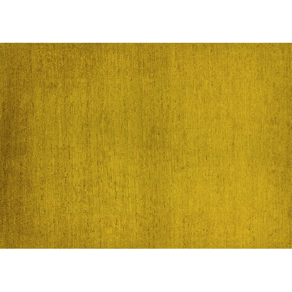 Ahgly Company Machine Washable Indoor Rectangle Solid Yellow Modern Area Rugs, 5' x 7'