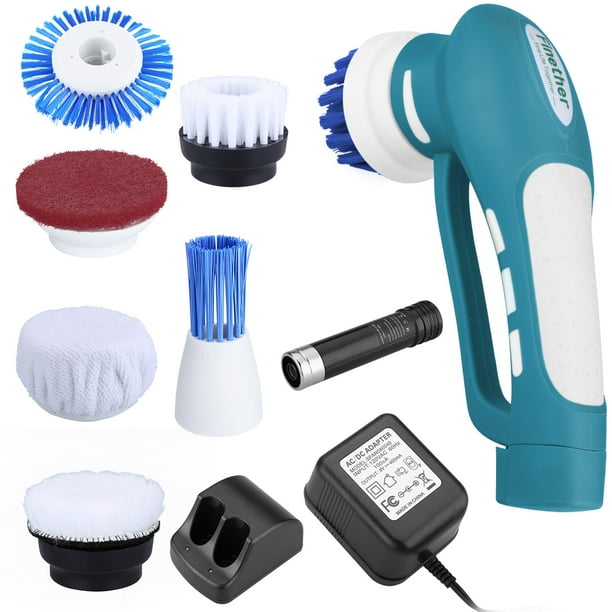 Handheld Cordless Power Scrubber With Leather Care 6 brushes,1
