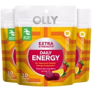 OLLY Extra Strength Daily Energy Gummy Supplement 3-Pack, 1000 mcg Vitamin B12, 10 Gummies Per Pack