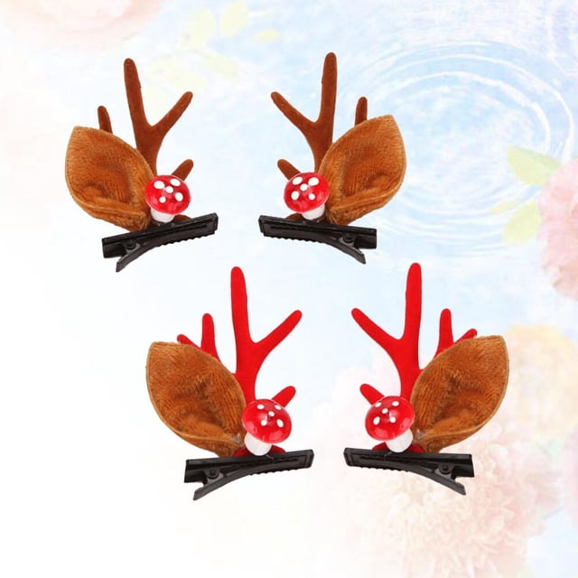 Minkissy 4 Pcs Barrettes Rouges Khaki Flocage pour Filles et Femmes Mignonnes Bois Headdress Hairpin