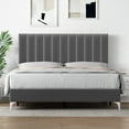 thumbnail image 5 of Danolapsi Queen Size Velvet Bed Frame,Upholstered Platform Bed with Adjustable High Headboard,Vertical Channel Tufted Headboard,Strong Wooden Slats,No Box Spring Needed,Easy Assembly,Grey, 5 of 9