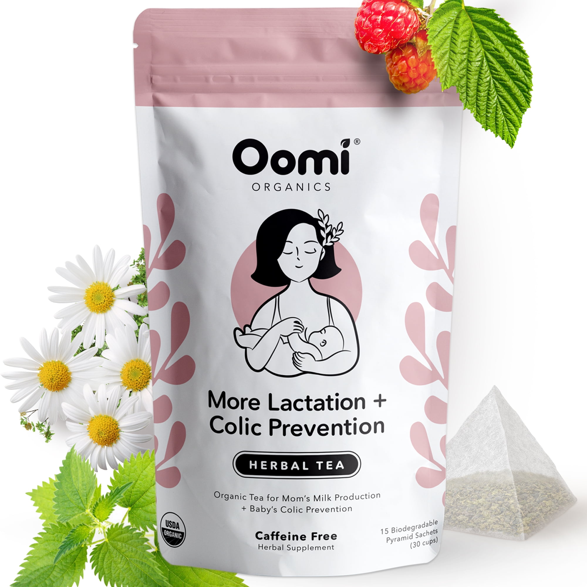 Lactation Tea by Oomi Organics - USDA Organic & Vegan - 15 Biodegradable Sachets