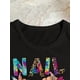 thumbnail image 2 of Camiseta con estampado gráfico y letras de uñas, manga corta, cuello redondo, informal, para verano y primavera, ropa de mujer, camiseta deportiva de ocio., 2 of 6