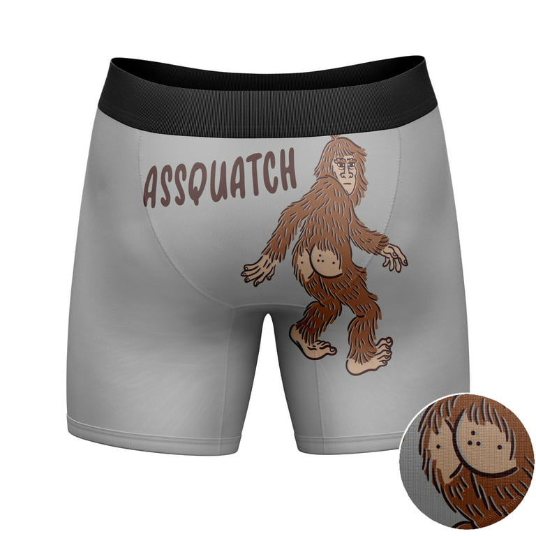Mens Assquatch Boxer Briefs Funny Sassquatch Bigfoot Butt Joke Graphic  Hilarious Saying Underwear