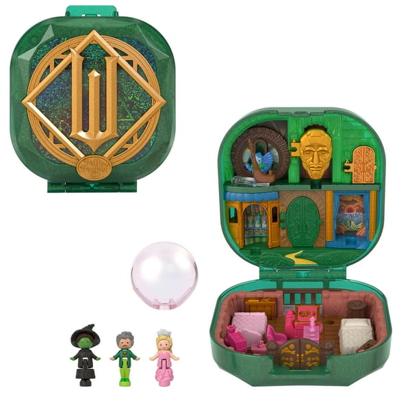 Polly Pocket Micro Dolls and Playset, Collector Wicked Compact with Hat and Bubble Accessories