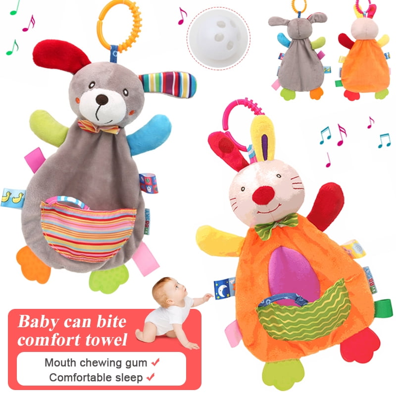 Homaful 2 Pack Baby Toys for 0, 3, 6, 9, 12 Months, Handbells Baby Rattles Newborn Crib Toys Car Seat Stroller Toys Soft Plush Early Development Stroller Car Toys for Infant Newborn Birthday Gifts