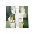 thumbnail image 2 of Abstract Graffiti Sheer Curtains 72 Inches Long 2 Panels Geometric Beige Green Oil Painting Light Filtering Semi Sheer Window Curtains Drapes for Bedroom Living Room 52"x72", 2 of 7