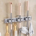 thumbnail image 4 of Gray 3 Hooks 2 Clips ,Heavy-duty Golden Metal Mop And Broom Holder with Adjustable Hooks - Wall-mounted Organizer for Home, Kitchen, Garden, Laundry Room, Garage - Durable Tool And Equipment Storage, 4 of 14