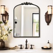 Classic Crown Arched Decorative Mirror, Black, 22x30in