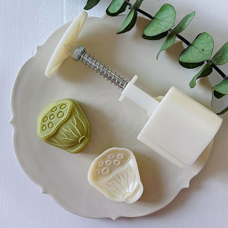 

50g Lotus Root Shape Moon Cake Mold Mid-Autumn Festival Cake Baking Mold 3D Hand Pressure Cookie Stamp Plunger ABS Plastic